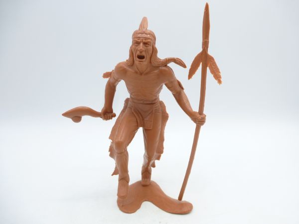 Marx (blank) Indian dancing with club + spear, brown (14 cm size)