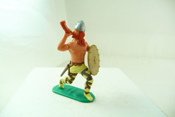 Timpo Toys Viking walking, horn player with original shield