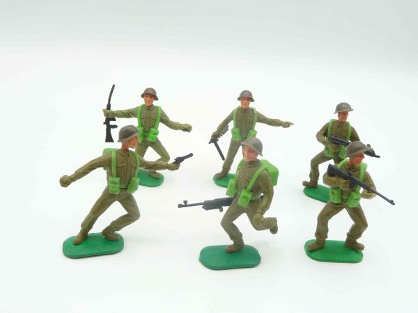 Timpo Toys 6 Englische Soldaten 1. Version mit Stahlhelm