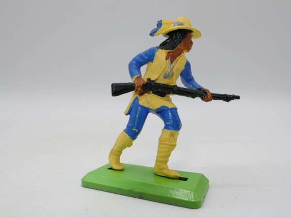 Britains Deetail Apache leading with rifle in front of the body, yellow/blue