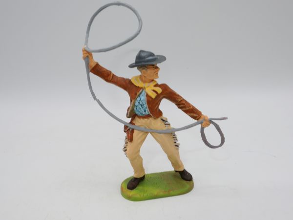 Elastolin 7 cm Cowboy mit Lasso, Nr. 6920, J-Figur - Sammlerbemalung