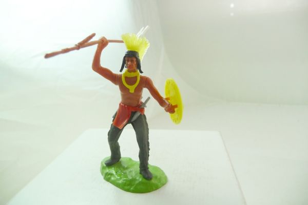 Elastolin 7 cm Irokese stehend mit Speer + Schild