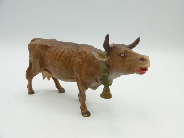 Elastolin composition Cow with bell - very nice painting, used condition