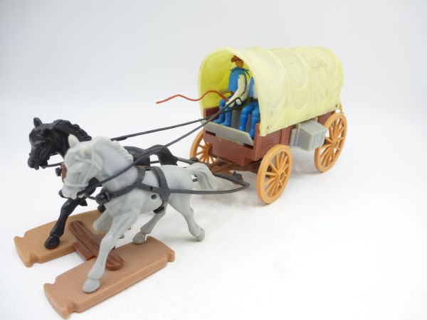 Plasty Covered wagon with coachman + passenger - reins not Plasty