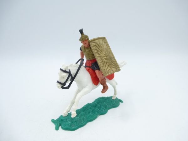 Timpo Toys Roman (black) on horseback with sword + shield
