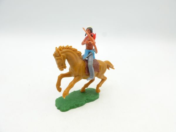 Elastolin 5,4 cm Indianer zu Pferd mit Bogen + Köcher