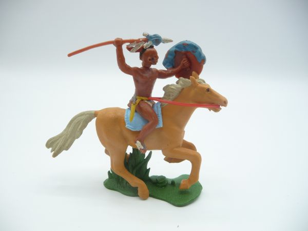 Britains Swoppets Iroquois riding, throwing spear - great horse