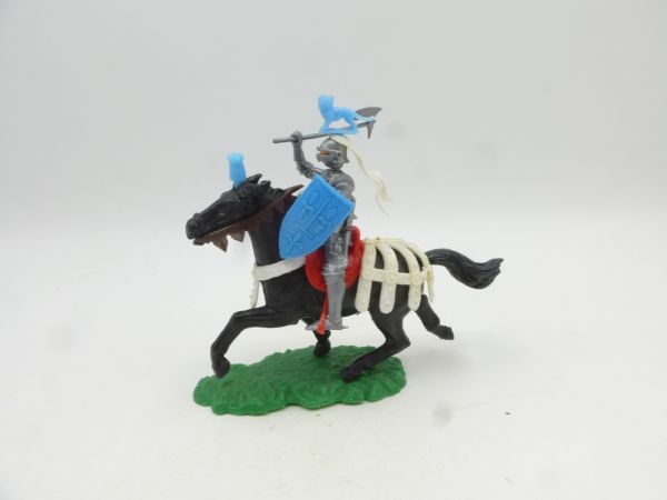 Elastolin 5,4 cm Ritter zu Pferd mit Streitaxt