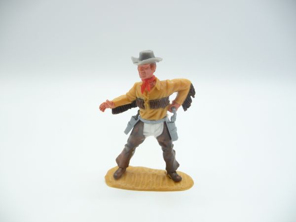 Timpo Toys Cowboy 4. Version mit Fransenhemd, Pistole ziehend mit Chaps