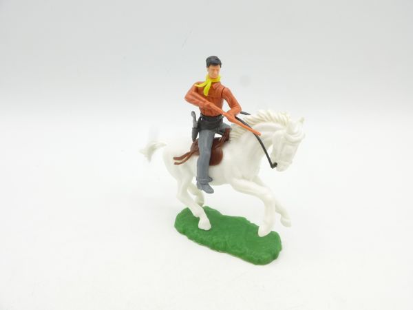 Elastolin 5,4 cm Cowboy riding with rifle + pistol