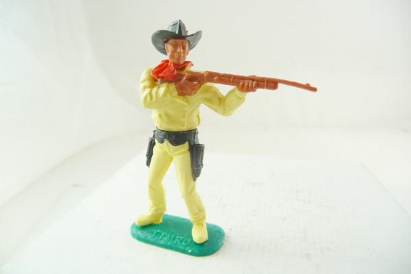 Timpo Toys Cowboy 2. Version stehend, Gewehr schießend - schöne Farbkombi