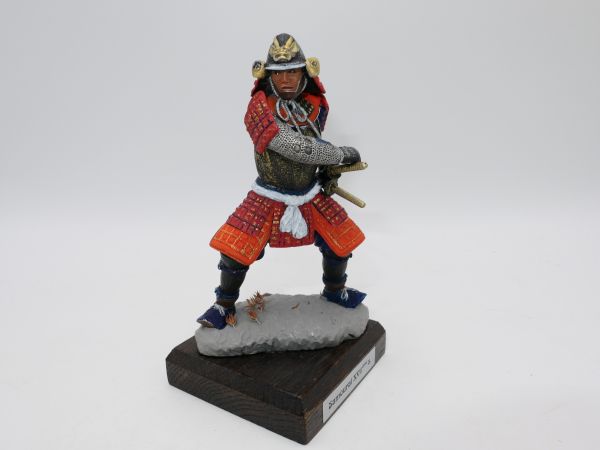 Samurai XVII Jh., Metallfigur auf Sockel, Gesamthöhe 13 cm