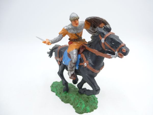 Elastolin 7 cm Normanne mit Schwert zu Pferd, Nr. 8856, orange