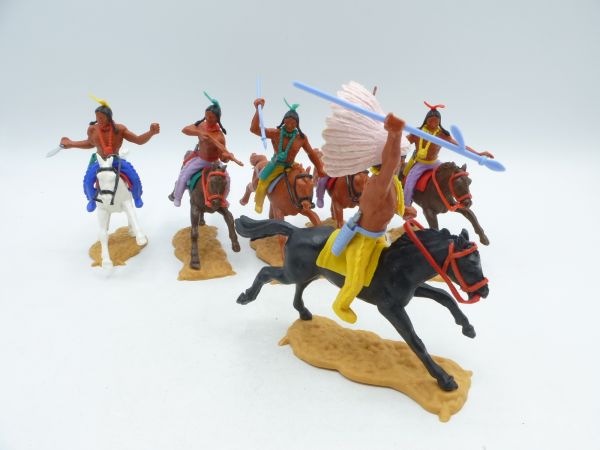 Timpo Toys Indian 3rd version on horseback (6 figures) - nice set