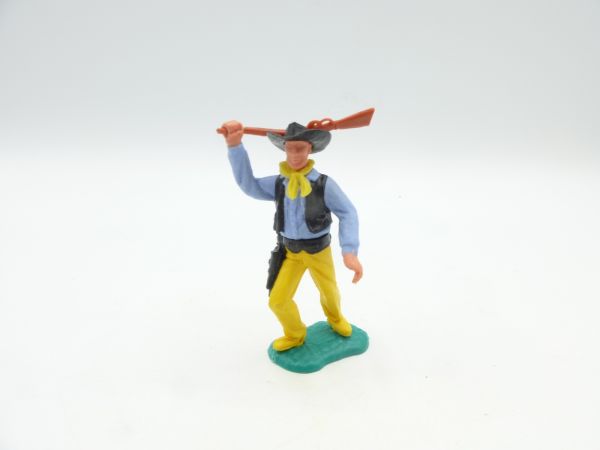 Timpo Toys Cowboy 2. Version stehend, Gewehr schlagend - seltenes Unterteil