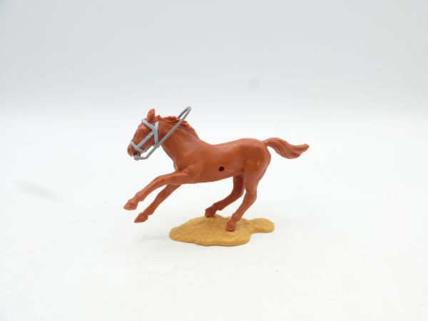 Timpo Toys Pferd galoppierend, braun mit grauem Zaumzeug