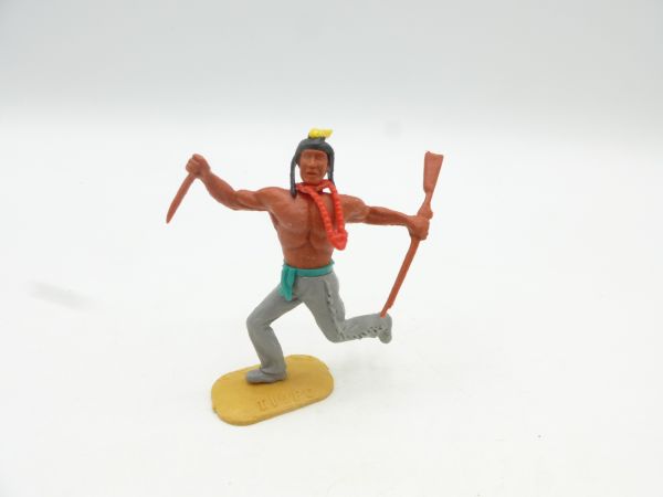Timpo Toys Indianer 2. Version laufend mit Messer + Gewehr