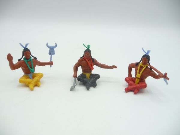 Timpo Toys Set aus 3 unterschiedlichen Indianern der 3. Version
