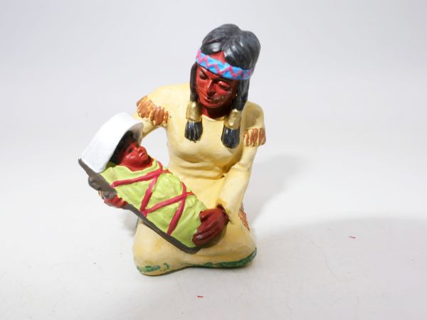 Preiser 7 cm Indianerin sitzend mit Baby, Nr. 6833 - mit OVP, ladenneu