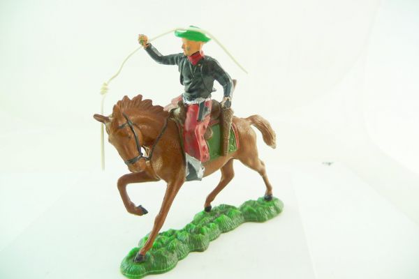 Reisler Hartplastik Cowboy reitend mit Originallasso - seltene Figur