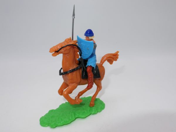 Elastolin 5,4 cm Normanne zu Pferd mit Lanze + Schild