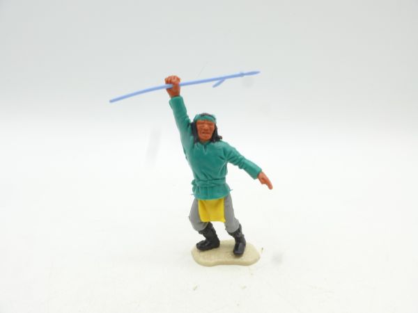 Timpo Toys Apache stehend mit Speer, grün - schöne Bodenplatte