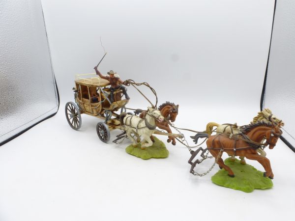 Elastolin 7 cm Ambush stagecoach with 4 horses, No. 7714