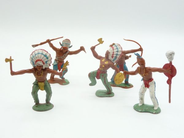 Crescent Toys 5 Indianer in unterschiedlichen Haltungen