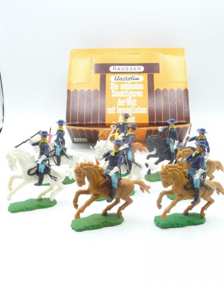 Elastolin 5,4 cm Union Army soldier riding (8 figures) - nice set in original box