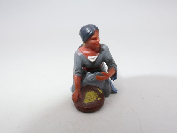 Elastolin 4 cm Indianerin mit Schüssel, Nr. 6832 - mit Originalpreisschild
