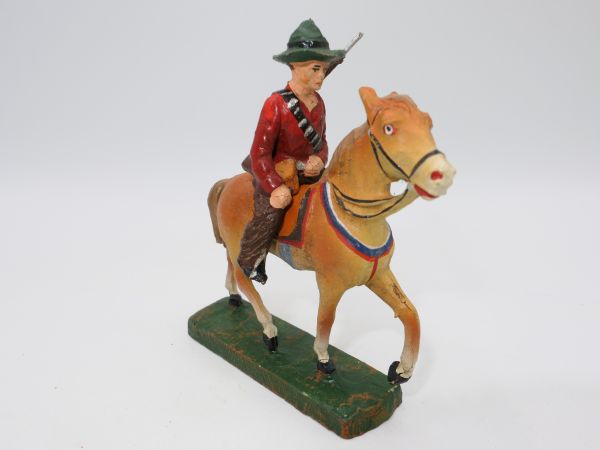 Elastolin Masse Cowboy reitend, Gewehr auf dem Rücken - seltene Figur