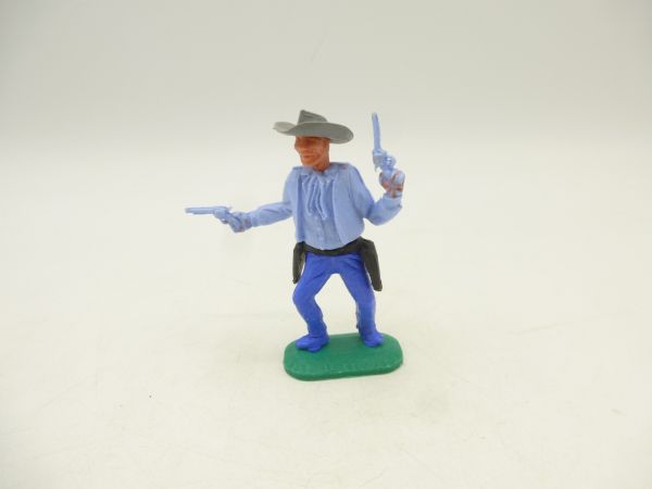 Timpo Toys Cowboy 1. Version, hellblau, 2 Pistolen wild schießend