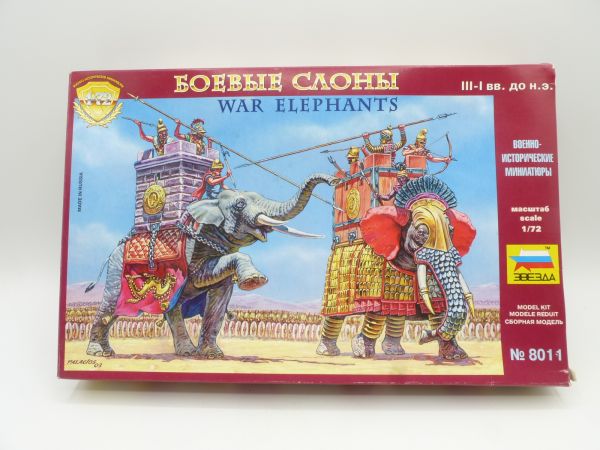 Zvezda 1:72 War Elephants, No. 8011 - orig. packaging, on cast