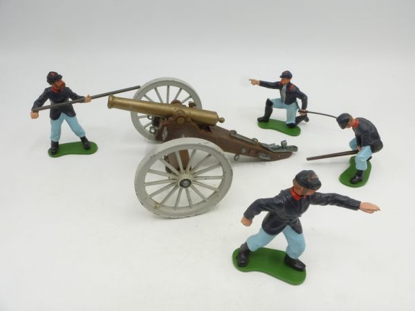 Britains Swoppets Civil War cannon with 4-man Northern crew