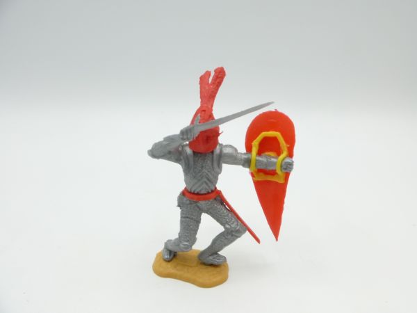 Timpo Toys Silberritter zu Fuß, roter Kopf + Schild