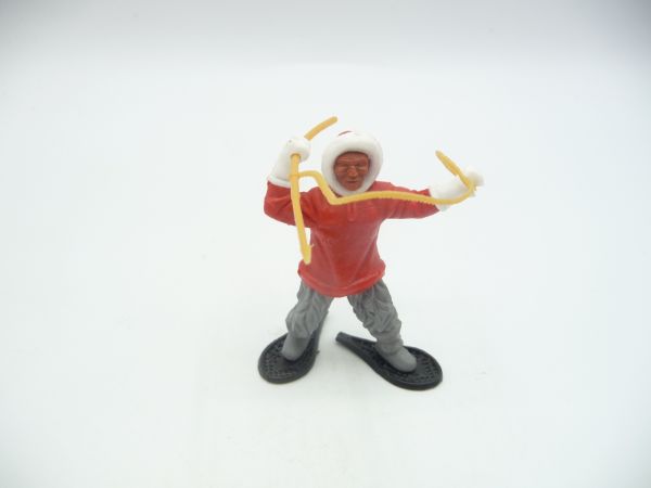 Timpo Toys Eskimo variation: red with harpoon, both arms up