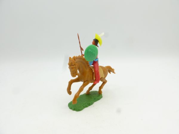Elastolin 5,4 cm Iroquois riding with spear + shield (+ 2 further weapons)
