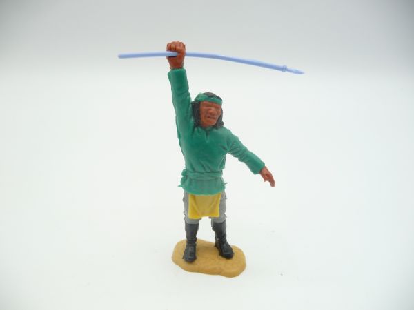 Timpo Toys Apache green, spear up, grey pants, yellow bib