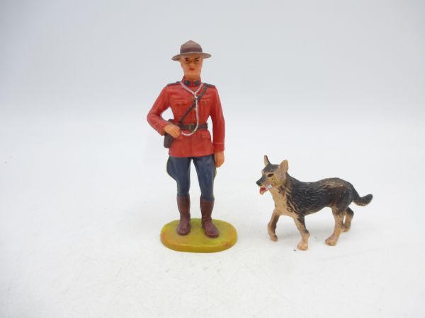 Elastolin 7 cm Kanadier stehend mit Schäferhund, Nr. 6930 + 6931