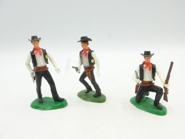 Elastolin 5,4 cm 3 Sheriffs in different postures