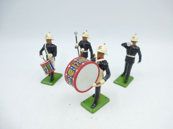 Britains Metal Music band / US Marine Corps, 4 figures marching