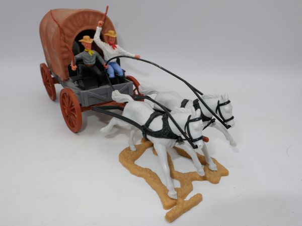 Timpo Toys Chuck wagon, dark beige tarpaulin, coachman/co-driver 3rd version