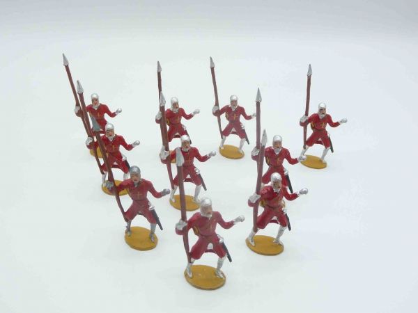 Merten 4 cm 10 Ritter (rot) mit Lanze hoch, Nr. 353 - tolle Figuren