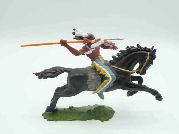 Preiser 7 cm Indianer zu Pferd, Speer werfend, Nr. 6853 - ladenneu