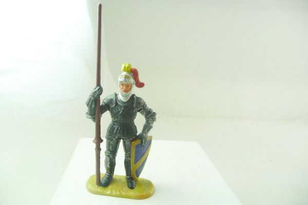 Elastolin 7 cm Knight standing with lance, No. 8937 - beautiful painting