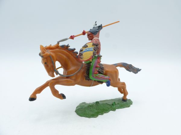 Elastolin 7 cm Indian on horseback, throwing spear, No. 6853
