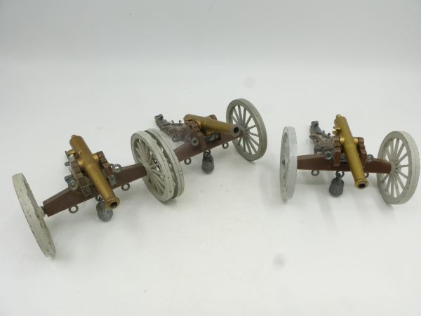 Britains Swoppets 3 Civil War cannons, without tamper, all with bucket