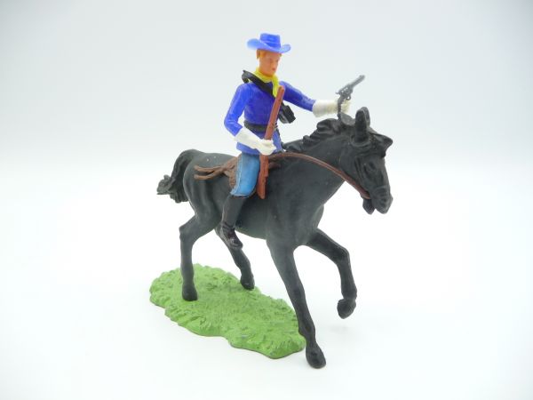 Elastolin 7 cm Union Army Soldier riding with sabre, pistol + rifle