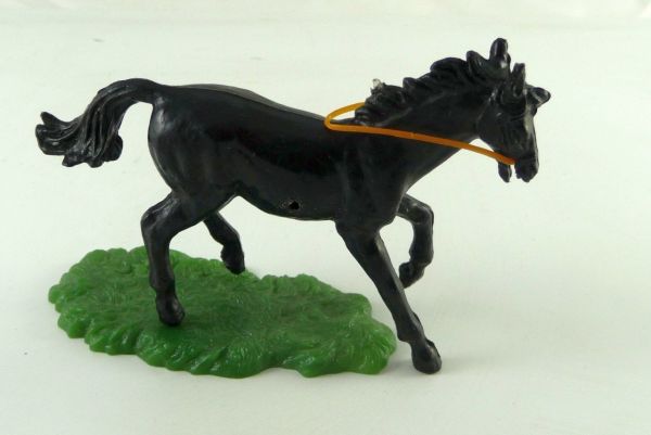 Elastolin Pferd schwarz, trabend für versch. Steckfiguren - selten!
