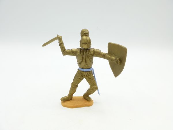Timpo Toys Goldritter stehend mit Schwert ausholend